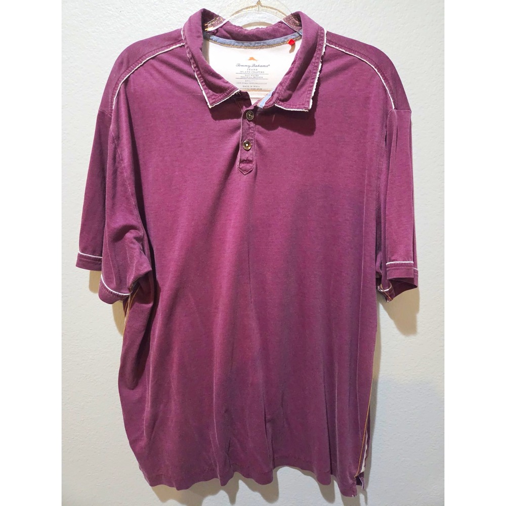 Tommy Bahama Polo Shirt Mens XXL Purple Pima Cotton Island Crafted Excellent